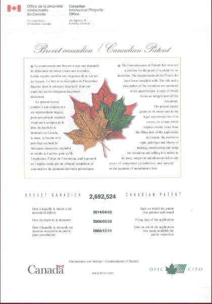 发明专利证书·加拿大（2）